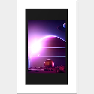 STYLISH PURPLE AND BLUE PLANETS Posters and Art